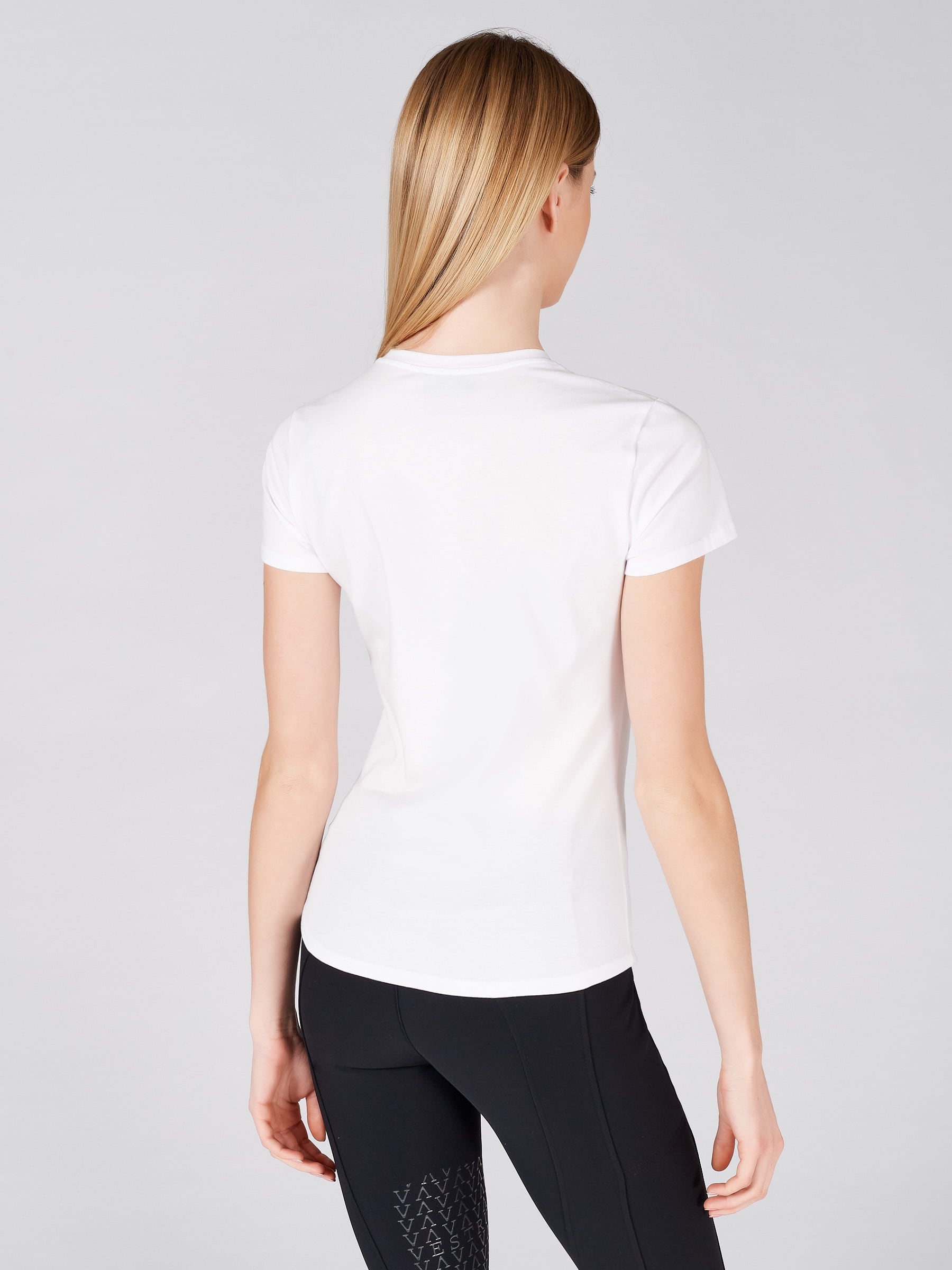 MANILA WOMEN'S T-SHIRT WITH BLACK AND GOLD EQUESTRIAN DETAILS - Vestrum